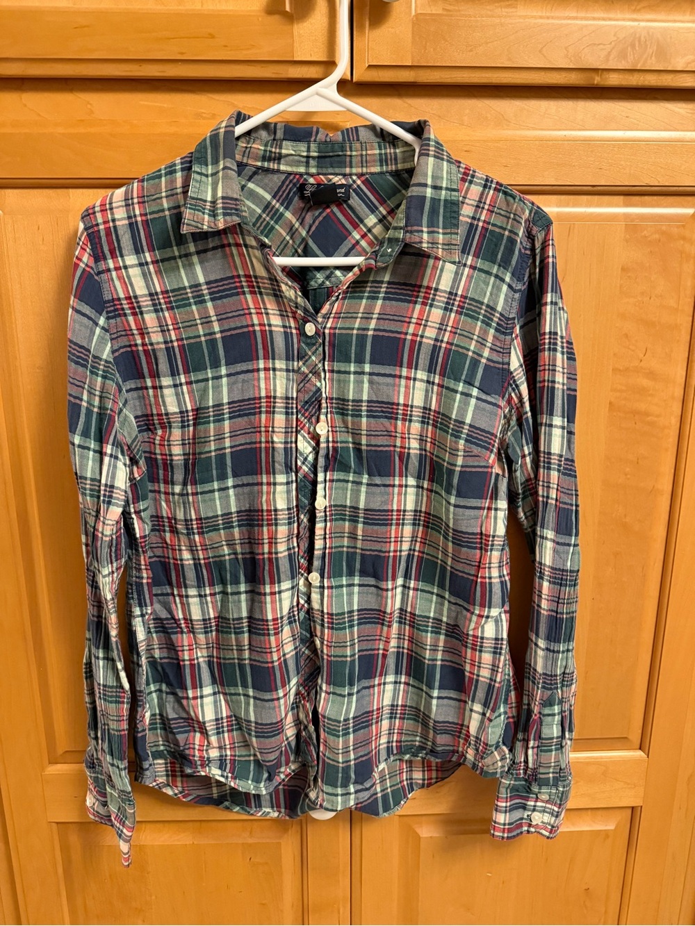 Lucky Brand Women's Plaid Button-Down Shirt in Navy, Red & Cream